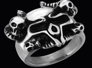 Stainless Steel Serpent Skull Biker Ring