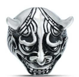 Stainless Steel Devil Face Skull Biker Ring