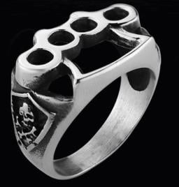 Stainless Steel Brass Knuckles Biker Ring