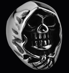 Stainless Steel Grim Skull Biker Ring