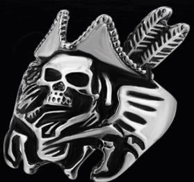 Stainless Steel Pirate Hat Skull Face Biker Ring