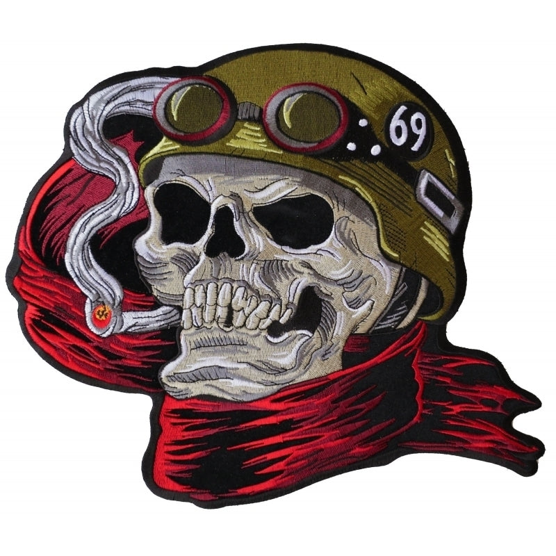 Biker Skull Embroidered Iron on Patch