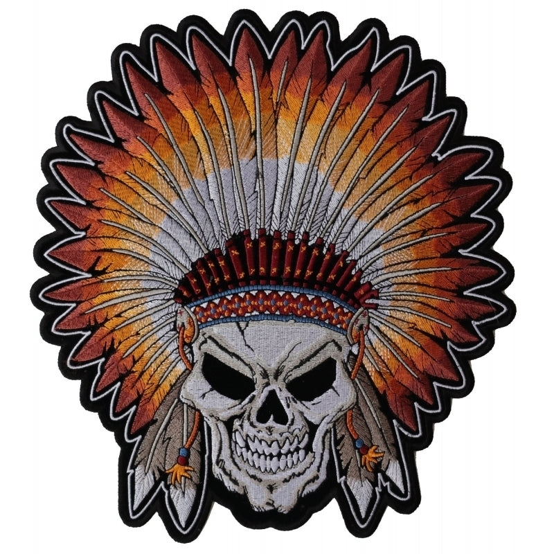 Indian Headdress Skull Embroidered Iron on Patch