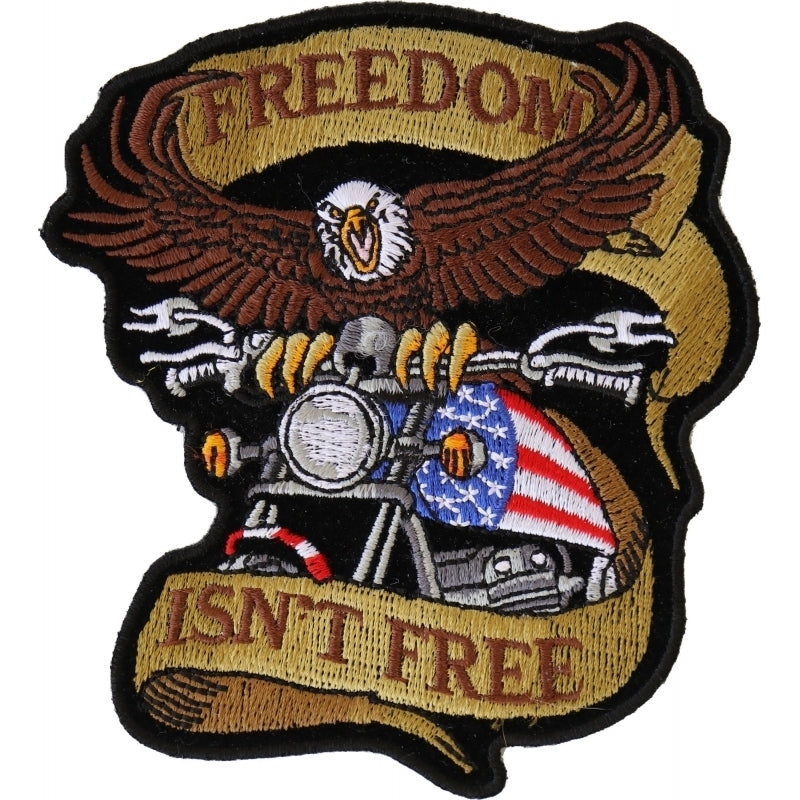 Patriotic Eagle Biker Small Iron on Patch Freedom Isn't Free