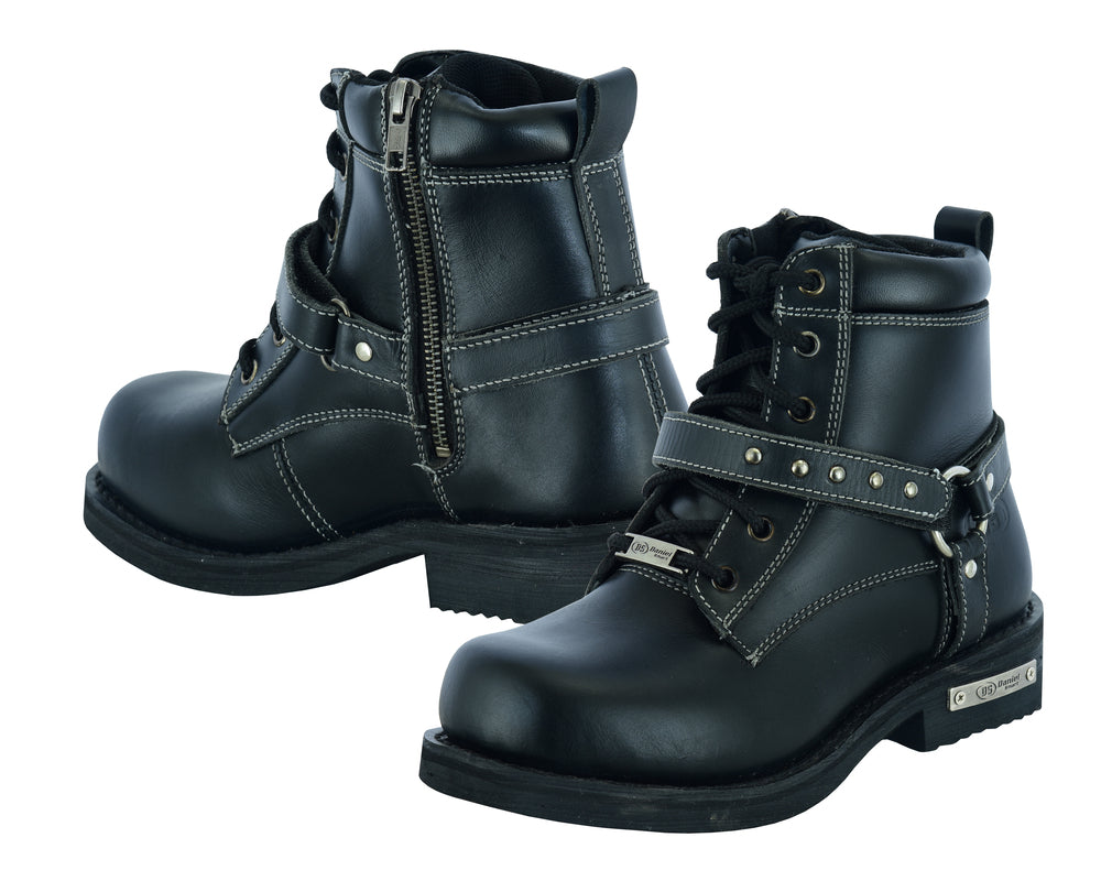 Women's Boots with Side Zipper and Single Strap