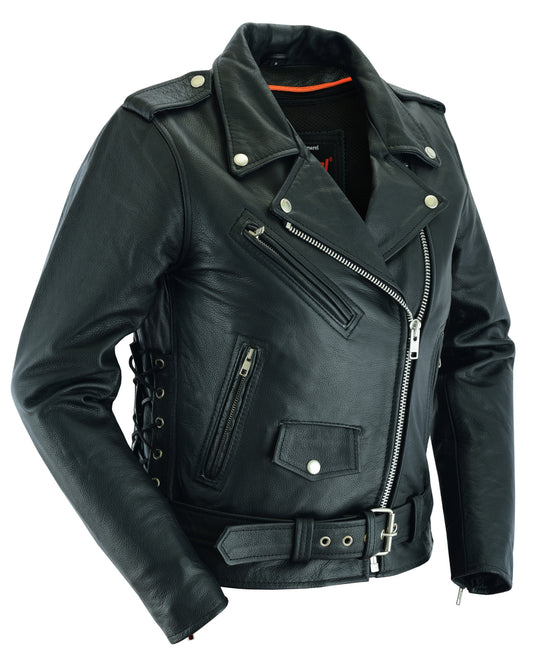 Women's Classic Side Lace Police Style M/C Jacket