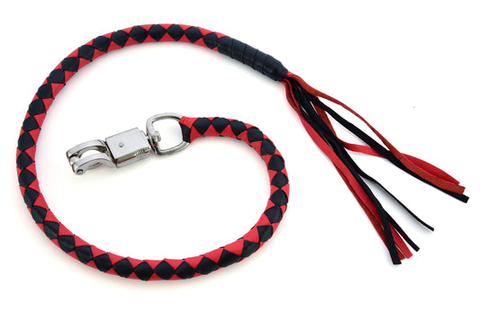 Leather Biker Whip-Red/Black