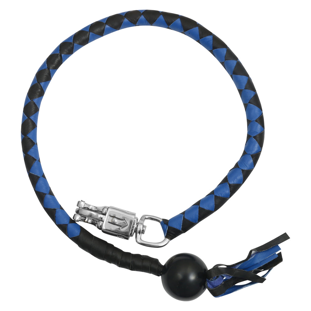 Leather Biker Whip-Blue/Black W / Black Pool Ball