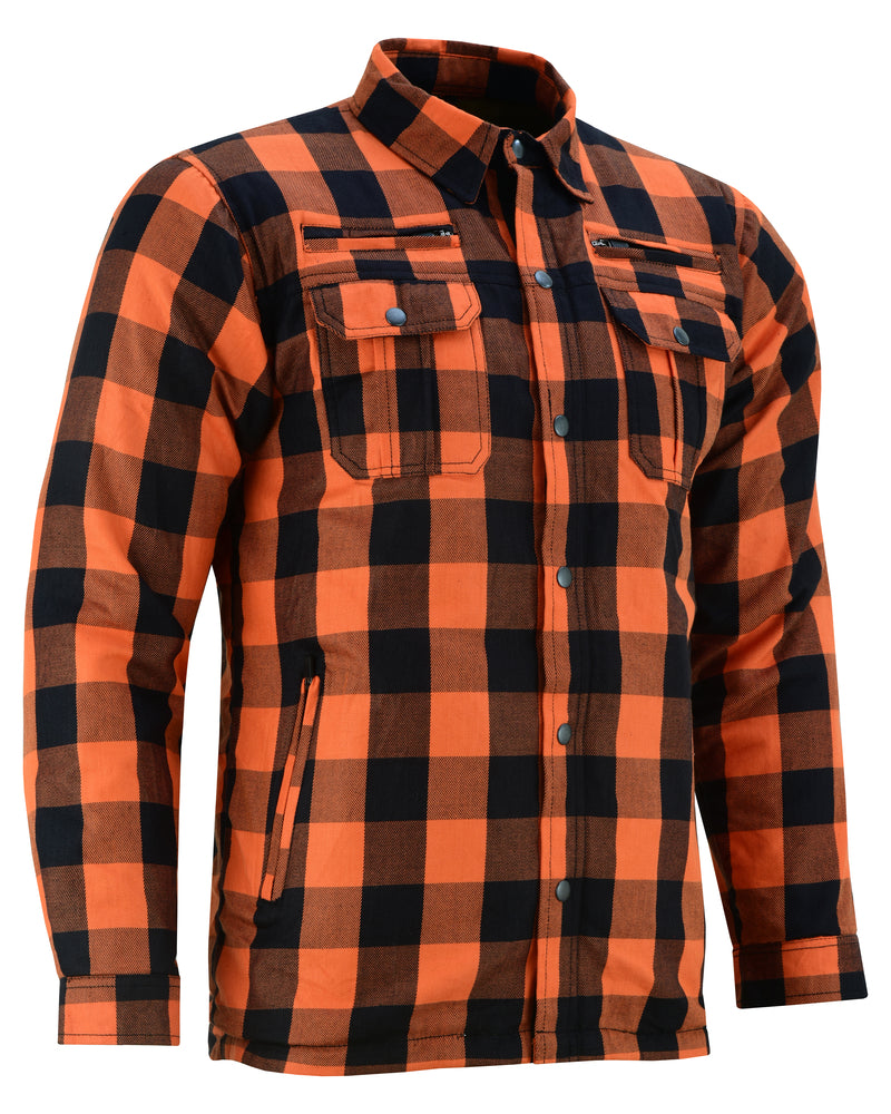 Armored Motorcycle Flannel Shirt - Orange