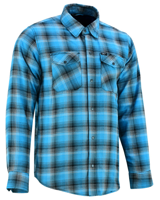 Biker Flannel Shirt - Blue and Black Shaded