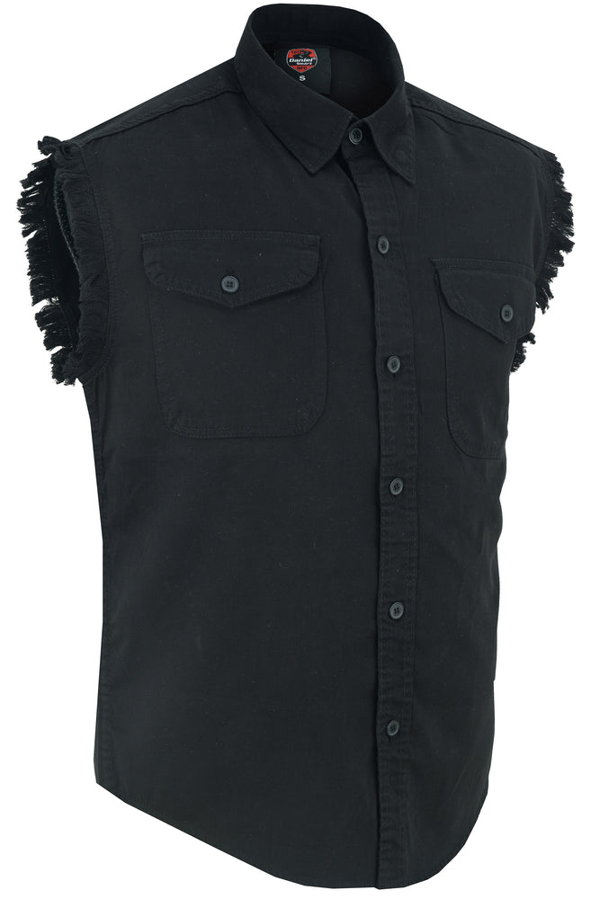 Camisa vaquera ligera sin mangas de hombre de color negro