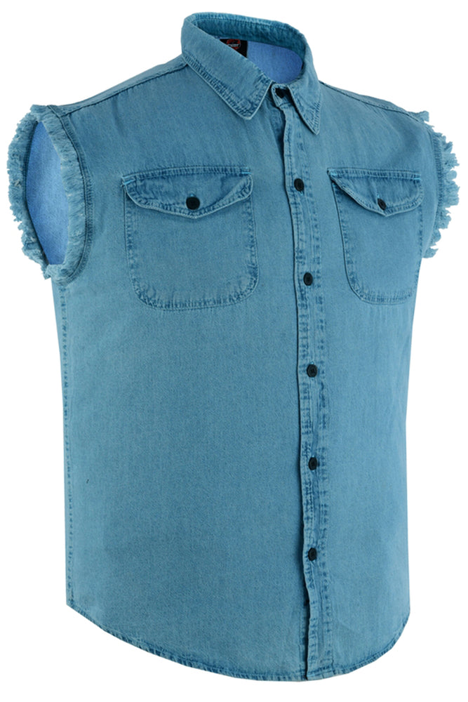 Men's Blue Lightweight Sleeveless Denim Shirt