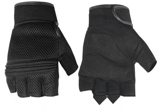 Synthetic Leather/ Mesh Fingerless Glove