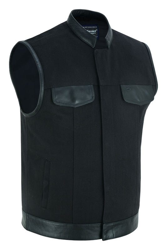 Canvas Material Concealed Carry Leather Trim Vest