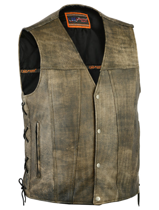 Men's Antique Brown Single Back Panel Concealed Carry Vest