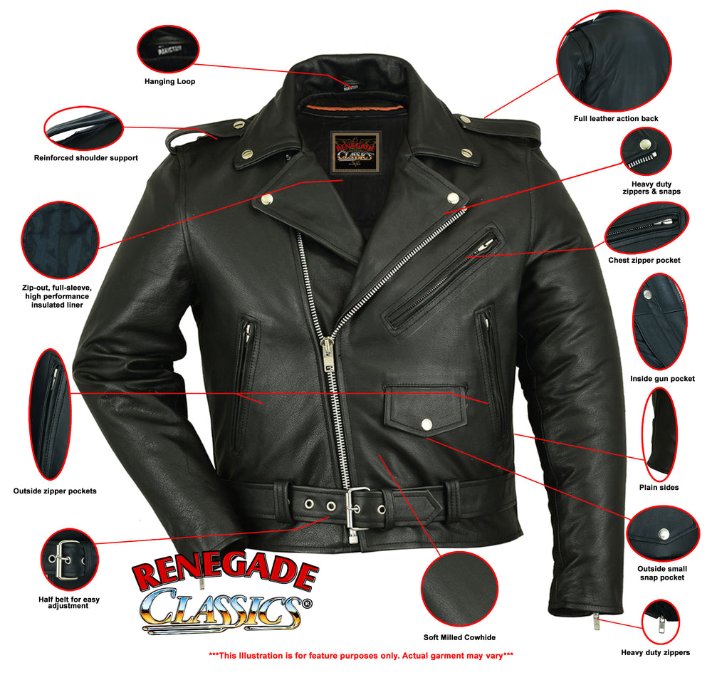 Men's Classic Plain Side Police Style Jacket