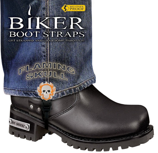 Weather Proof- Boot Straps- Flaming Skull- 6 Inch