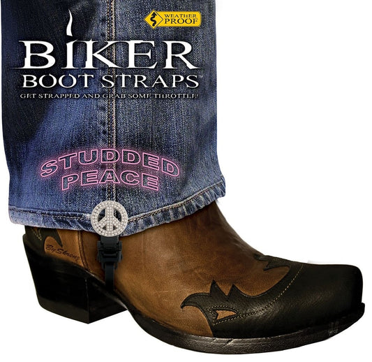 Weather Proof- Boot Straps- Studded Peace- 4 Inch