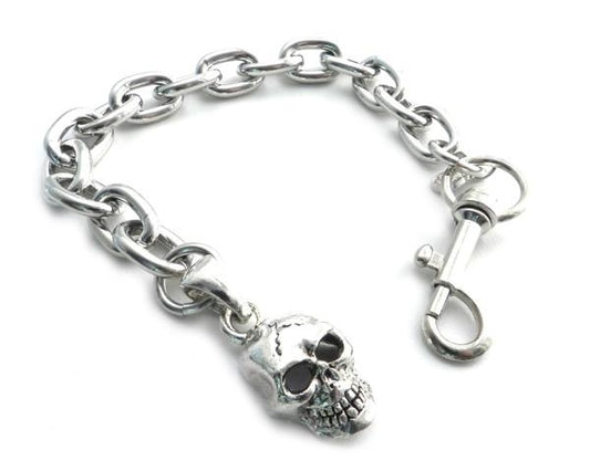 Skull Pendant on link Chain Bracelet 8"
