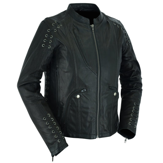 Women's Stylish Biker Jacket and Lacing Accents