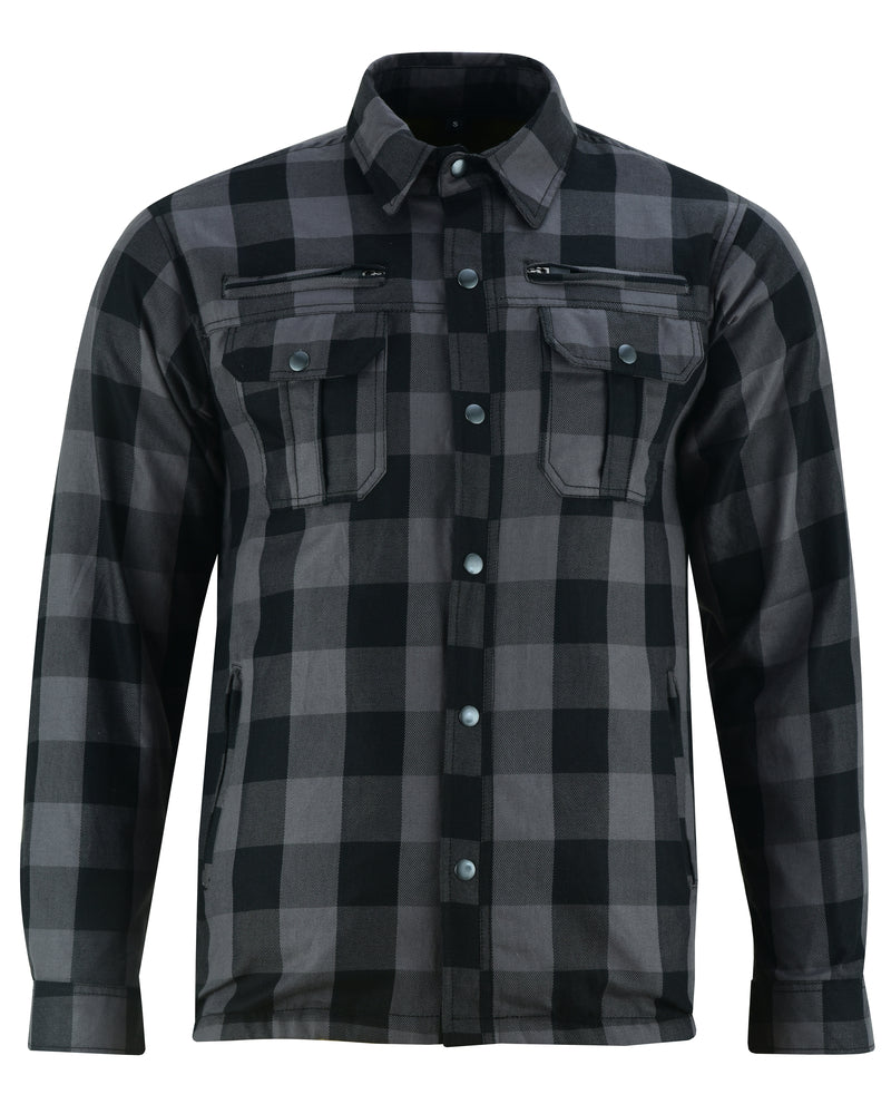 Armored Motorcycle Flannel Shirt - Gray