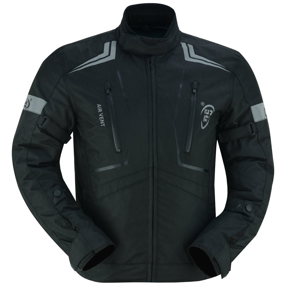 Flight Wings - Black Textile Motorcycle Jacket for Men