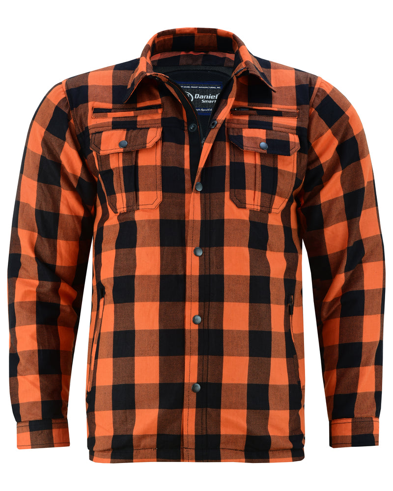 Armored Motorcycle Flannel Shirt - Orange
