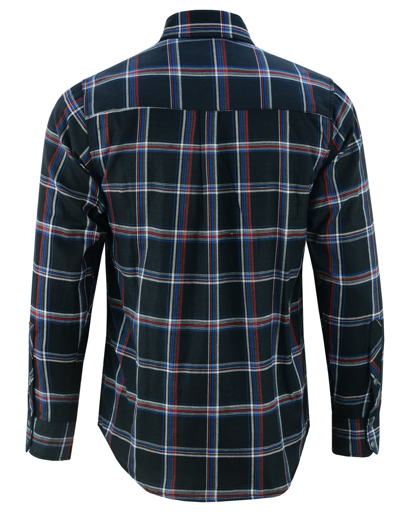 Motorcycle Flannel Shirt - Black, Red and Blue