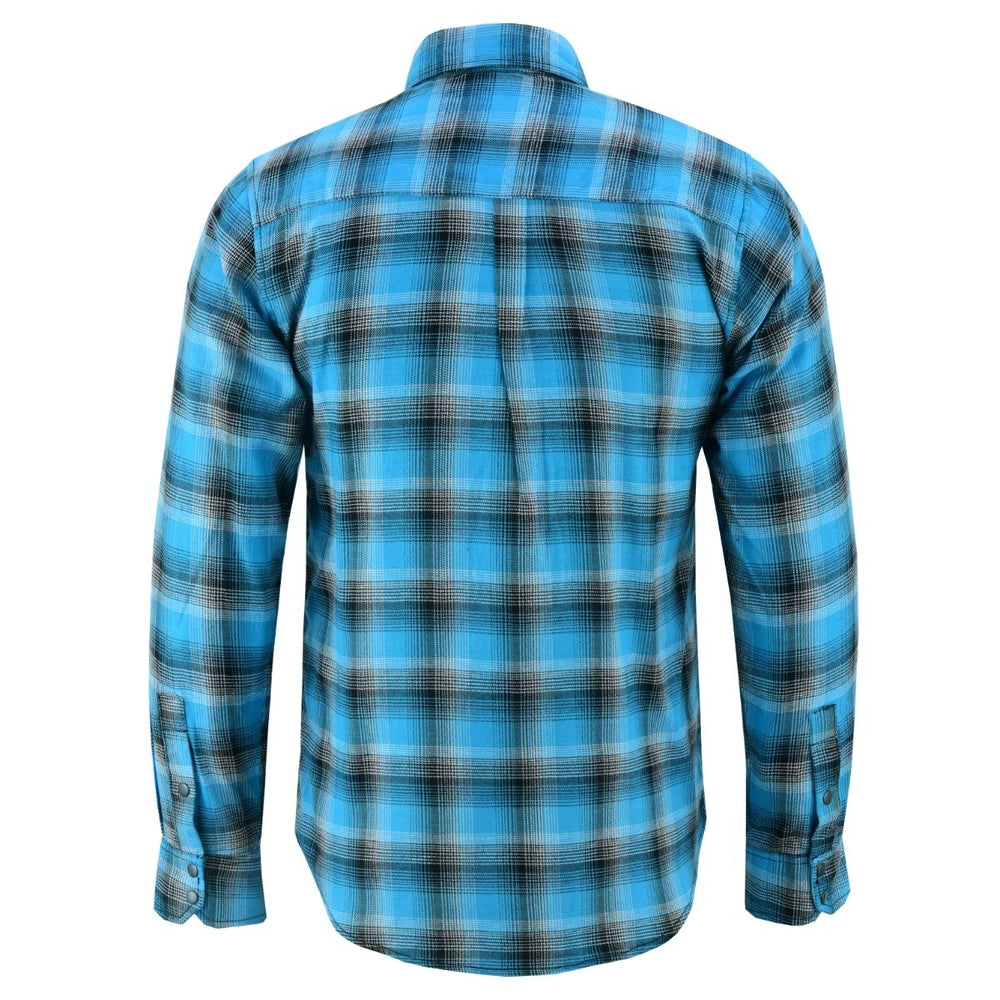 Biker Flannel Shirt - Blue and Black Shaded