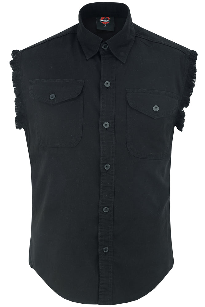 Men's Black Lightweight Sleeveless Denim Shirt