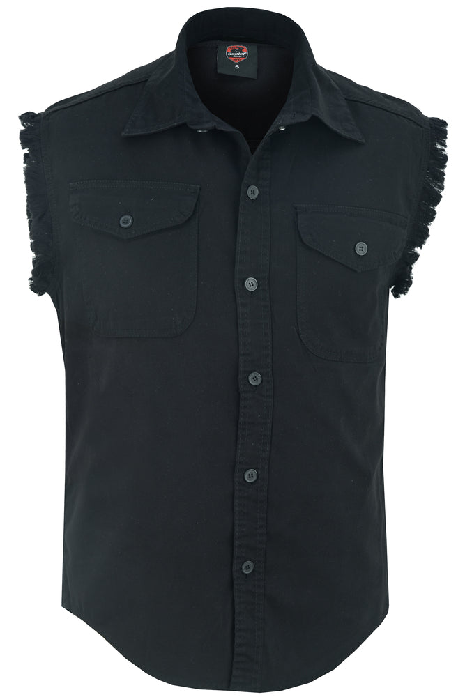 Men's Black Lightweight Sleeveless Denim Shirt