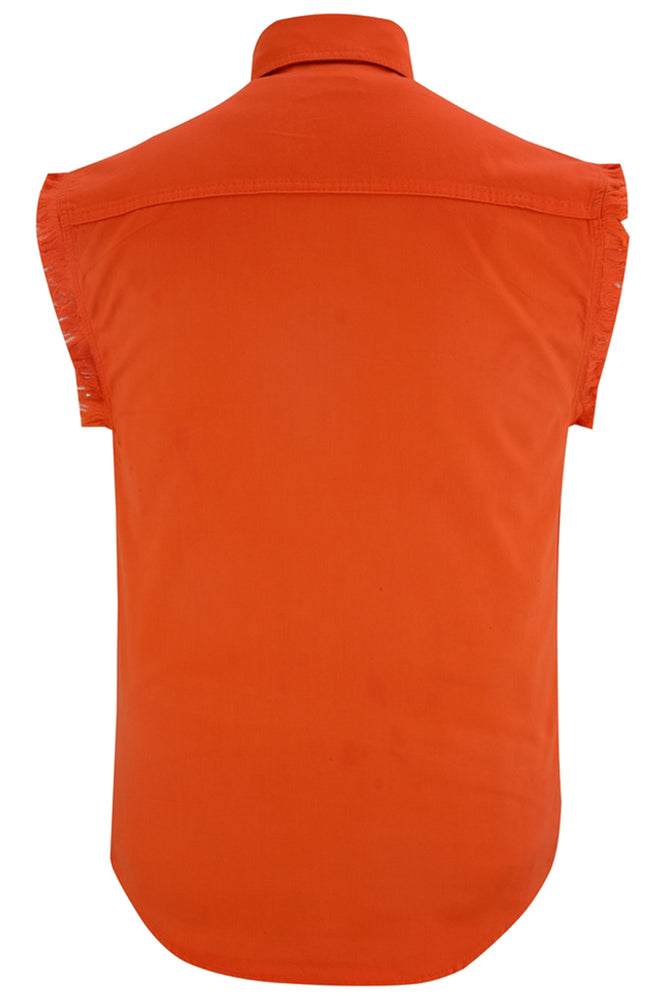 Men's Orange Lightweight Sleeveless Denim Shirt