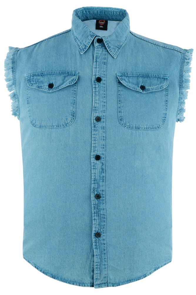 Men's Blue Lightweight Sleeveless Denim Shirt