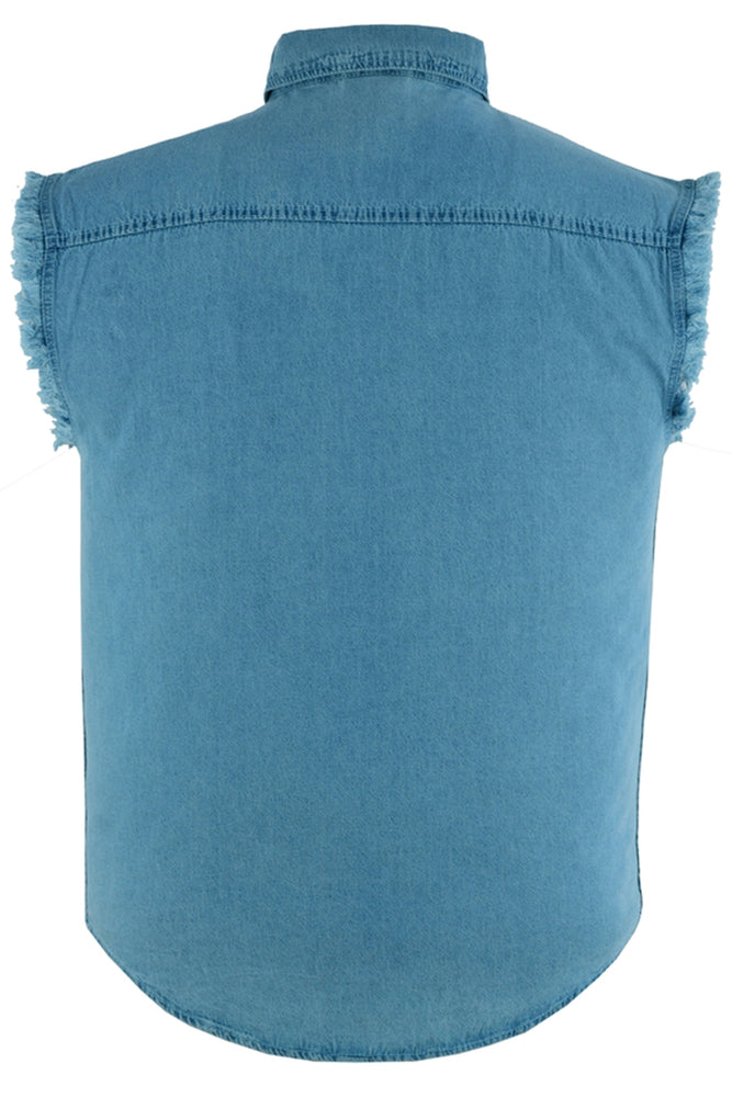 Men's Blue Lightweight Sleeveless Denim Shirt