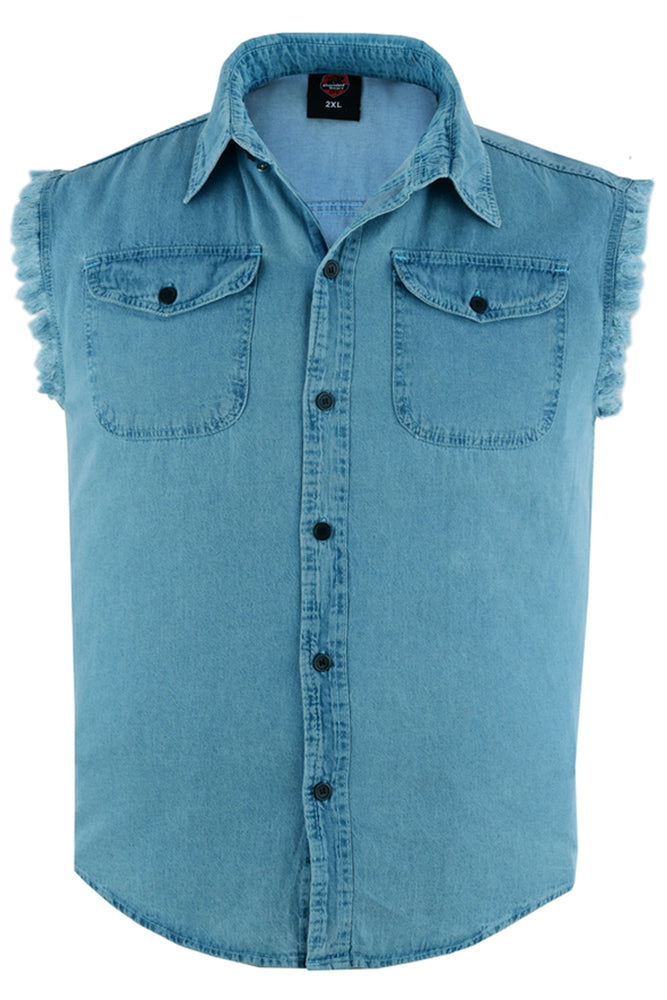 Men's Blue Lightweight Sleeveless Denim Shirt