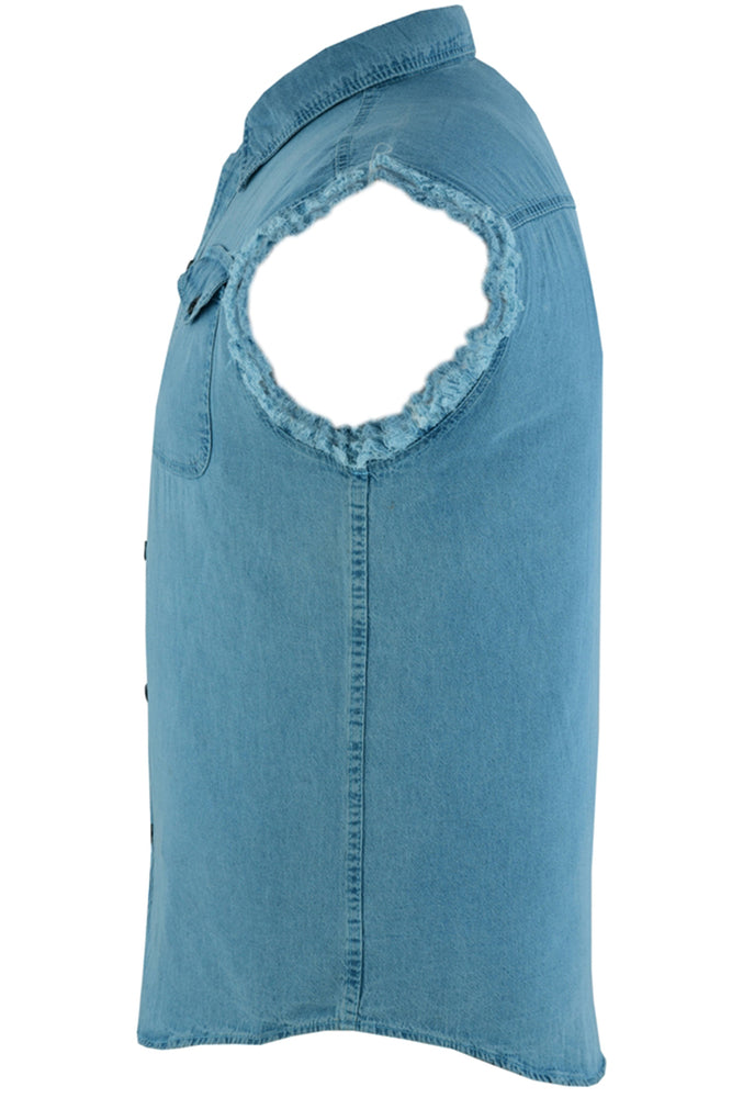 Men's Blue Lightweight Sleeveless Denim Shirt