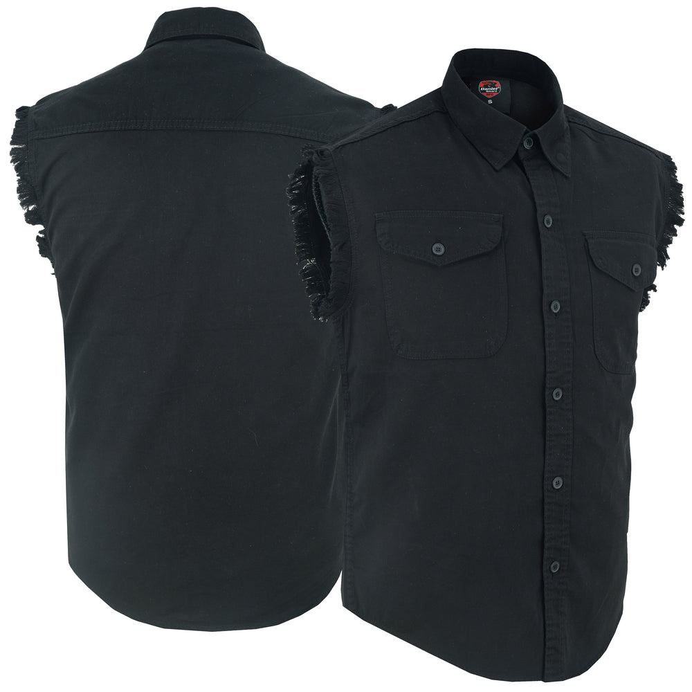 Men's Black Lightweight Sleeveless Denim Shirt